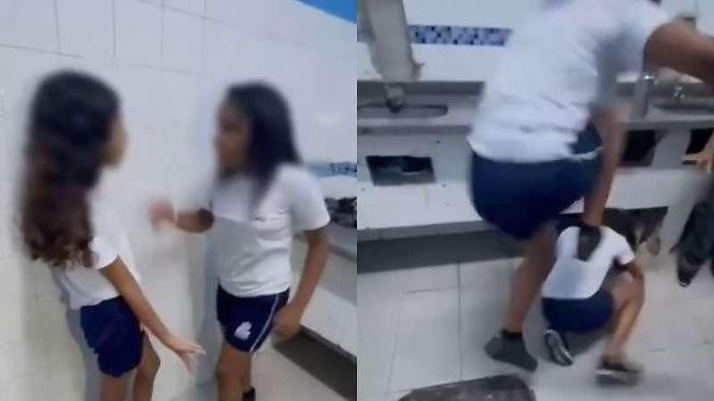 Estudantes de 12 anos brigam com socos e chutes dentro de banheiro de escola municipal: